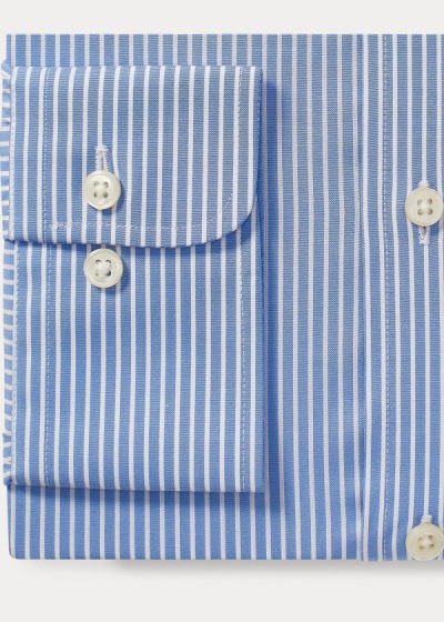 Camisa Polo Ralph Lauren Hombre Azules / Blancos - Striped Easy Care Stretch Poplin - NXJMT4718